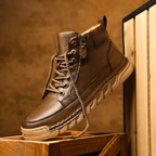 Brown side Zip Sneaker Boots for Men