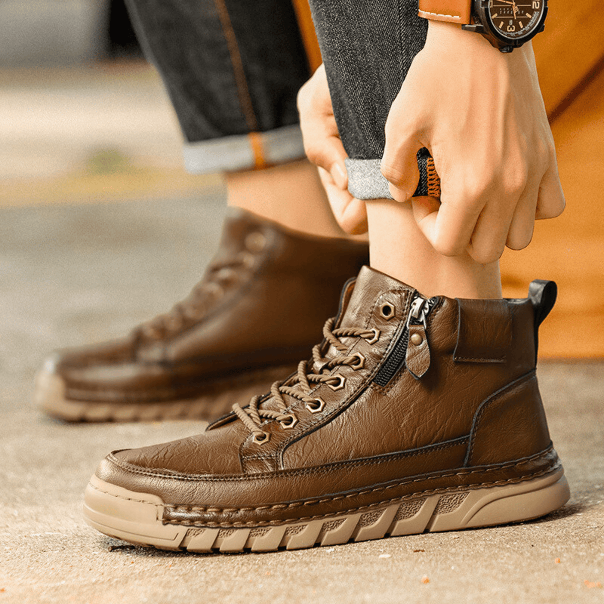 Side Zip Sneaker Boots for Men, view 7