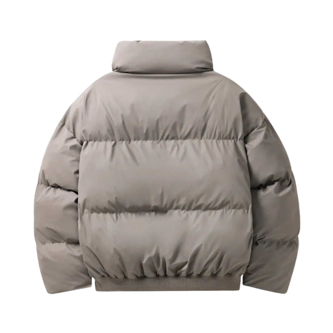 Funnel Neck Puffer Jacket for Men with Boxy Fit