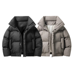 Funnel Neck Puffer Jacket for Men with Boxy Fit