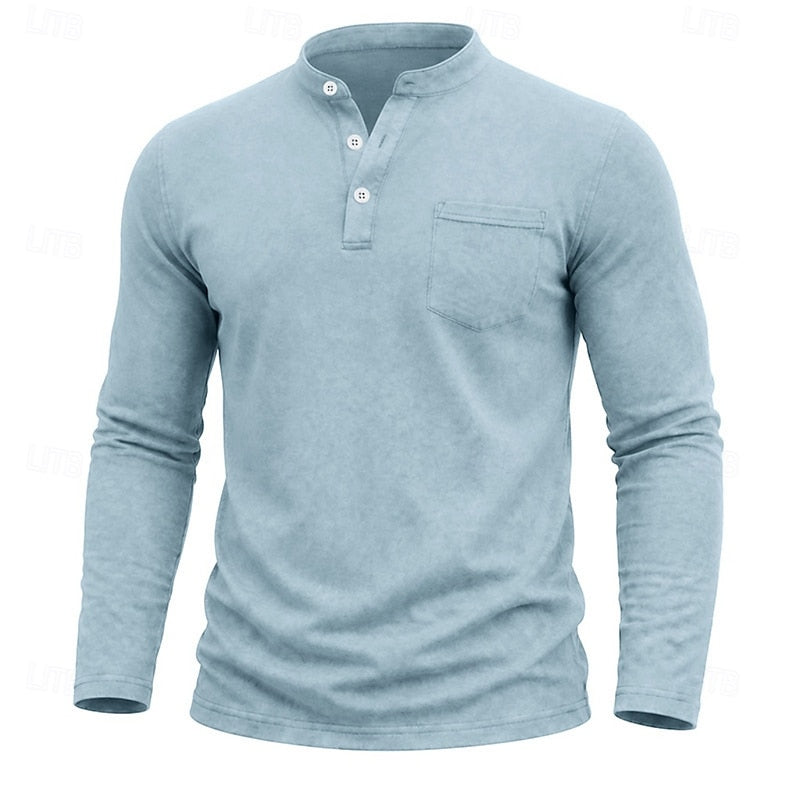 Chest Pocket Henley Shirt for Men, view 8