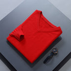 Red soft Brushed V Neck Sweater for Men