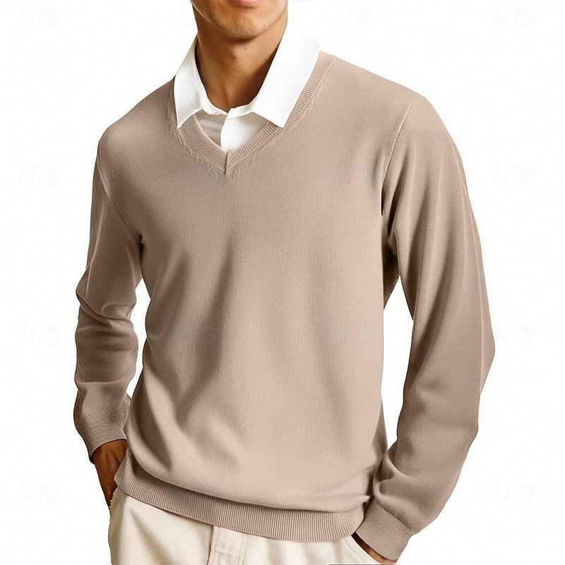 Camel lightweight V Neck Sweater for Men