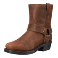 Harness Strap Leather Boots with Stacked Heel