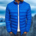 Diamond Quilted Puffer Jacket for Men in Blue