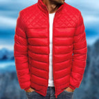 Diamond Quilted Puffer Jacket for Men in Red