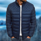 Diamond Quilted Puffer Jacket for Men in Navy