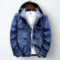 Dark Blue Hooded Denim Jacket for men
