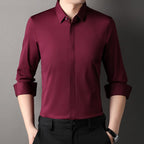 Mens dress shirt in Burgundy, front view