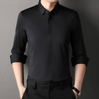 Mens dress shirt in Black, front view