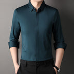 Mens dress shirt in Teal, front view