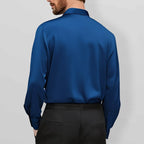 Mens dress shirt in Blue, back view