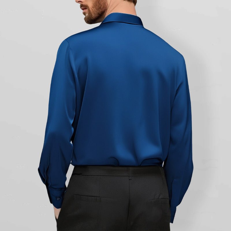 Mens dress shirt in Blue, back view