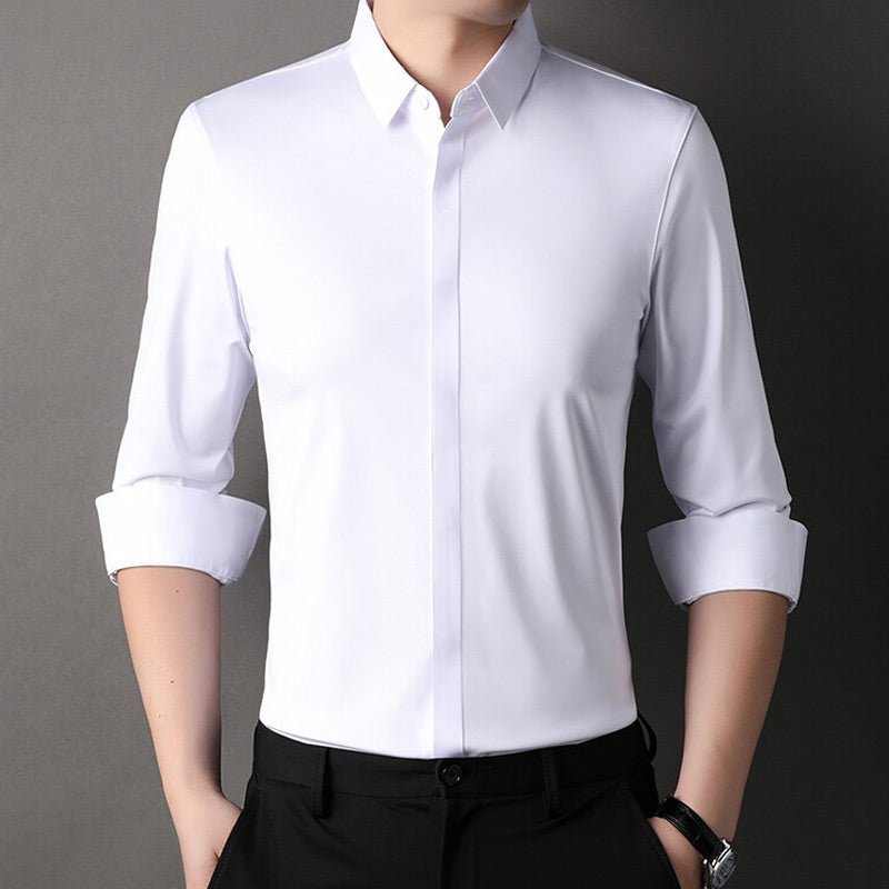 Mens dress shirt in White, front view