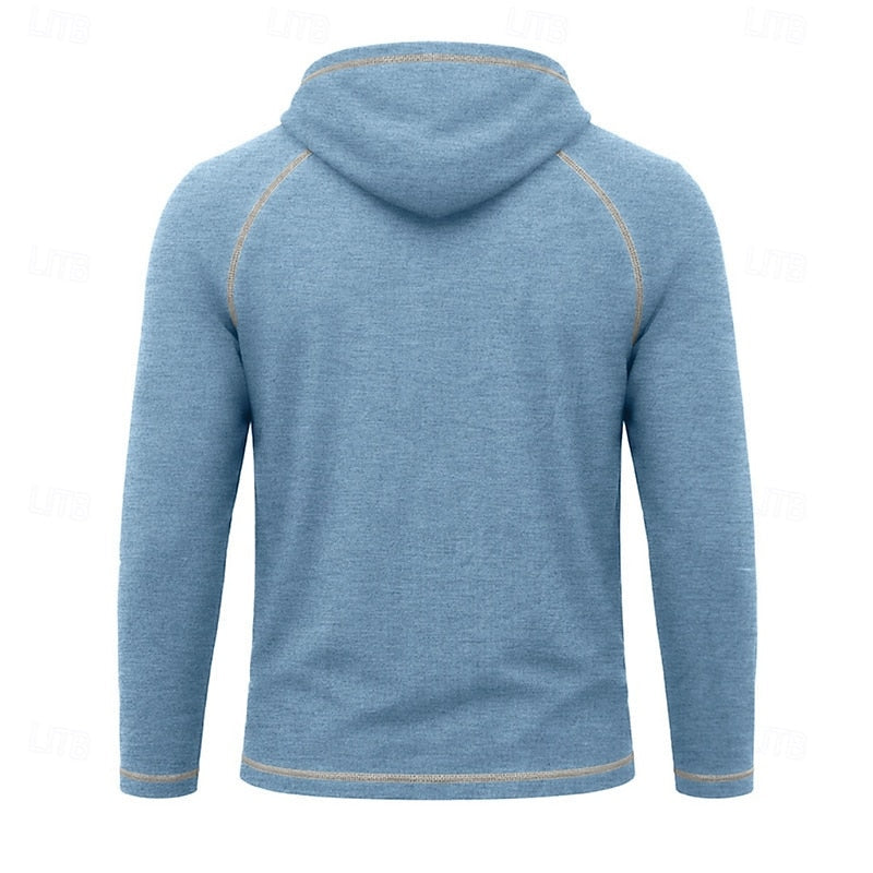 Mens pullover hoodie in Light Blue, back view