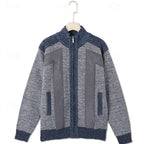 Suede Panel Zip Up Cardigan for Men, view 2