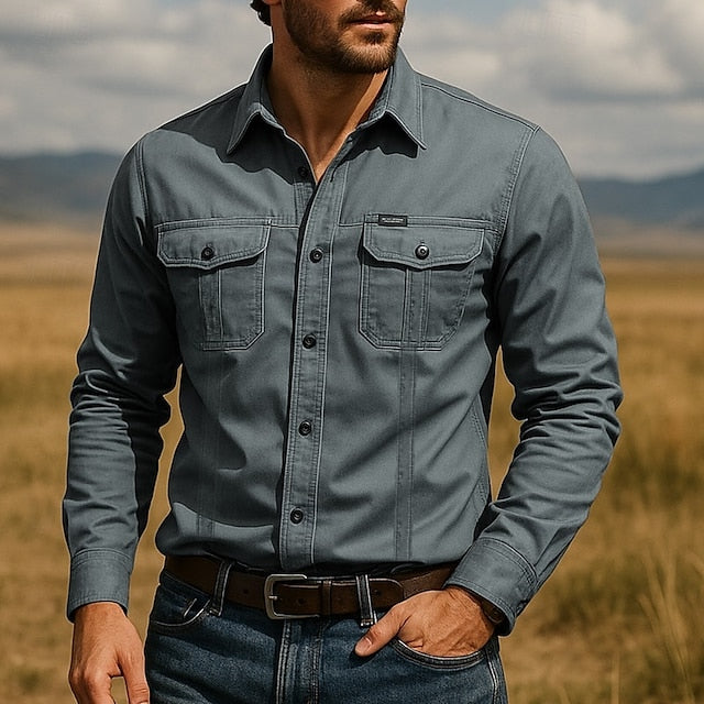 Twin Pocket Work Shirt for Men in Slate Blue