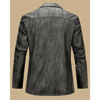 Faux Leather Blazer for Men with Button Front