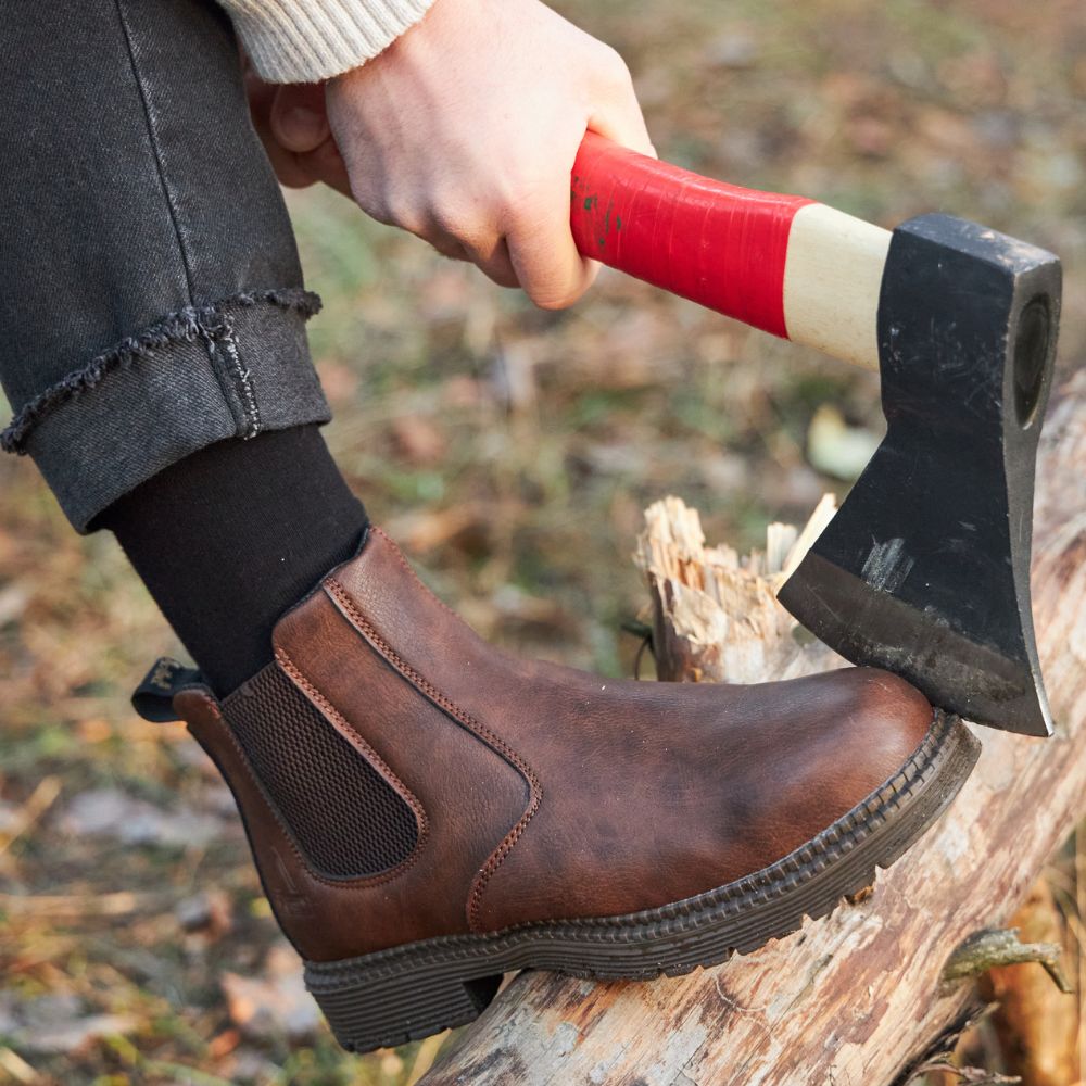 Brown pull Tab Leather Chelsea Boots for Men