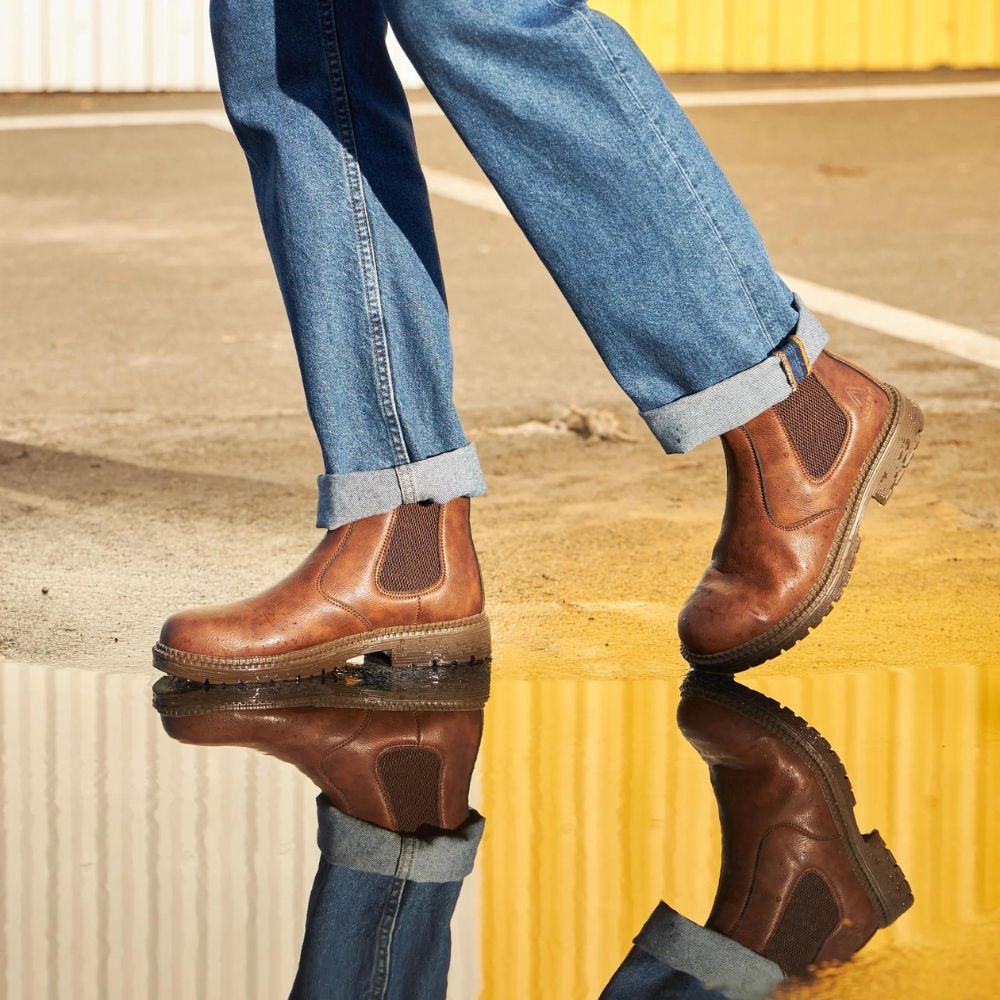 Pull Tab Leather Chelsea Boots for Men, view 4