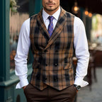Khaki plaid Dress Vest for Men