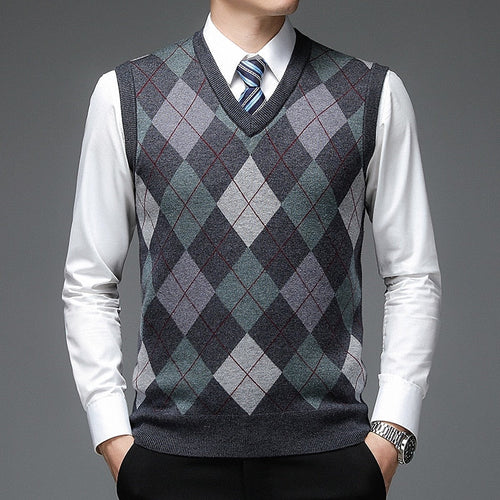 Dark Gray argyle Sweater Vest for Men