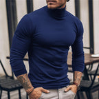 Mens turtleneck in Navy Blue, worn on model