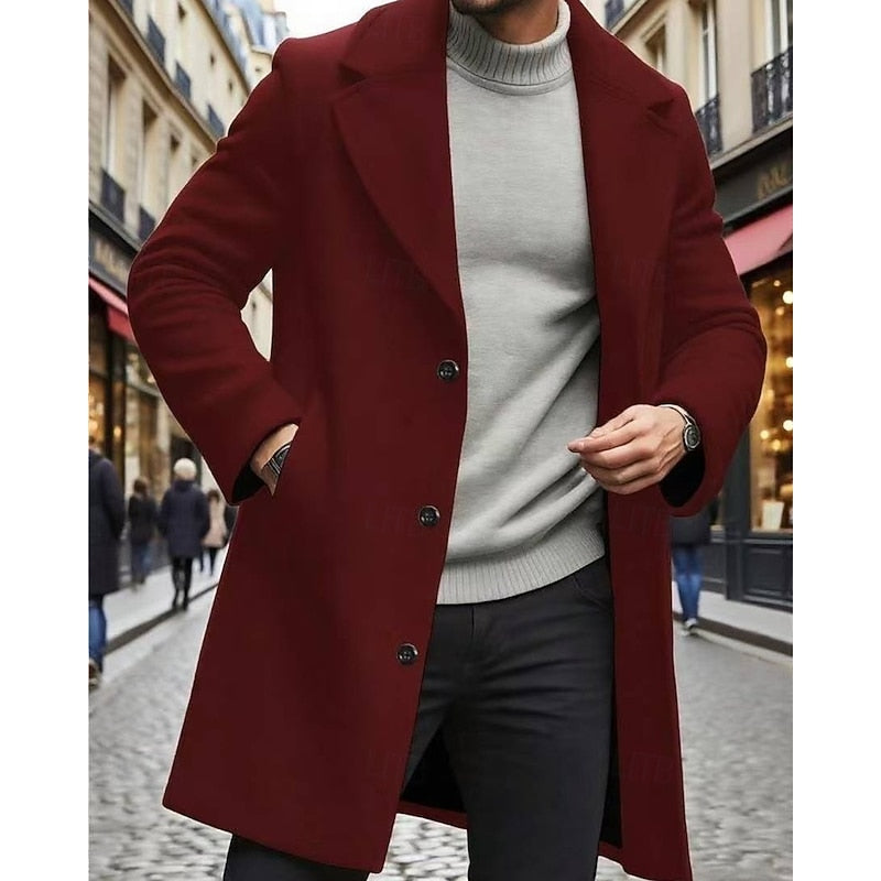 Red long Winter Coat for Men