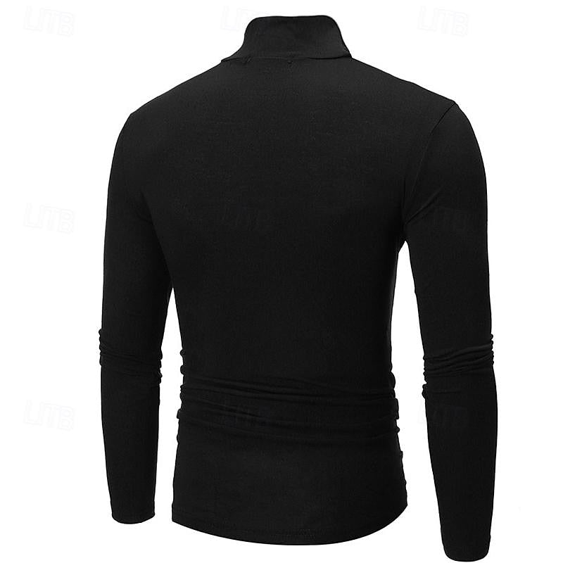 Mens turtleneck in Black, back view