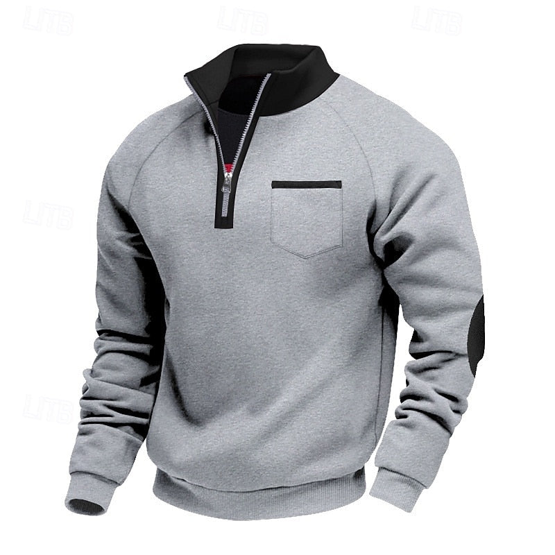 Light Gray Quarter Zip Sweatshirt for men