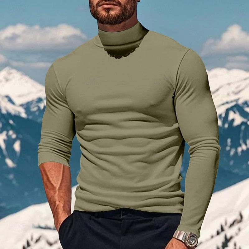 Slim Fit Turtleneck for Men in Light Green