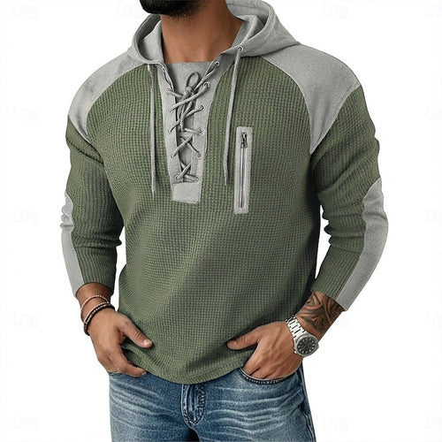 Color Block Hoodie for Men in Green
