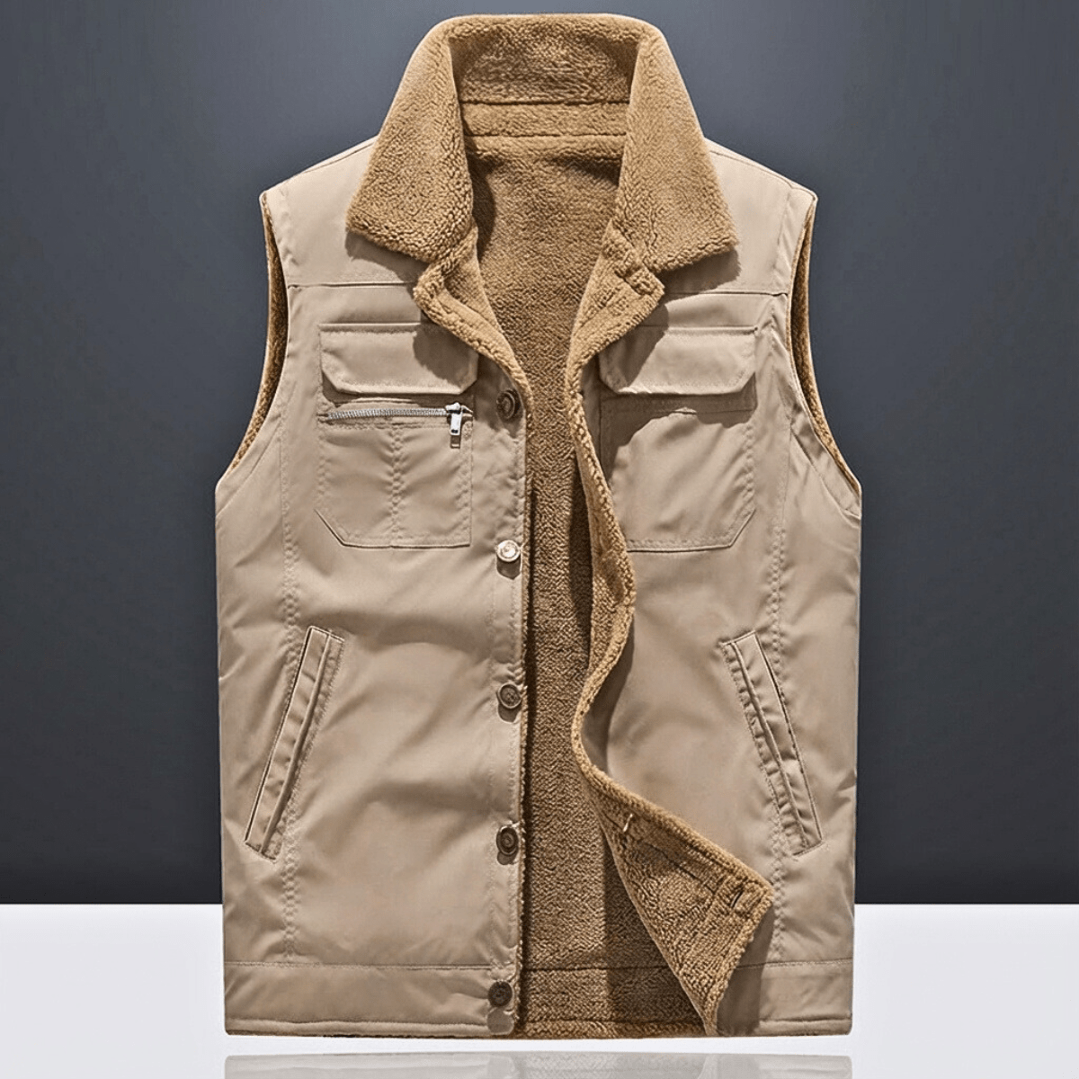 Brown Sherpa Lined Vest for men