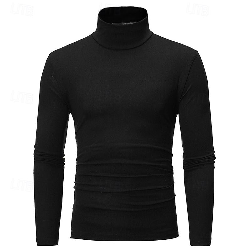 Mens turtleneck in Black, front view