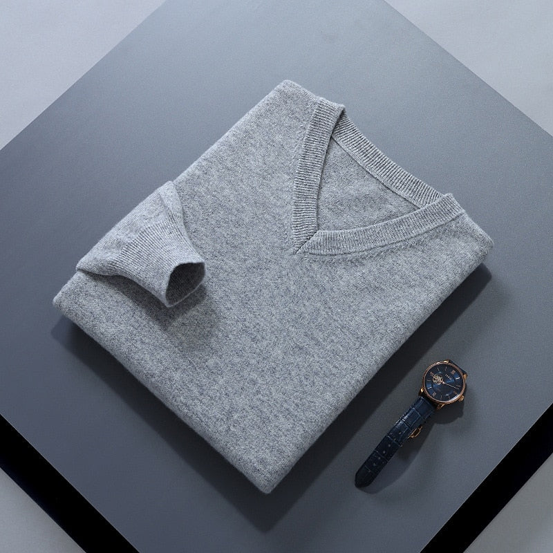 Gray soft Brushed V Neck Sweater for Men