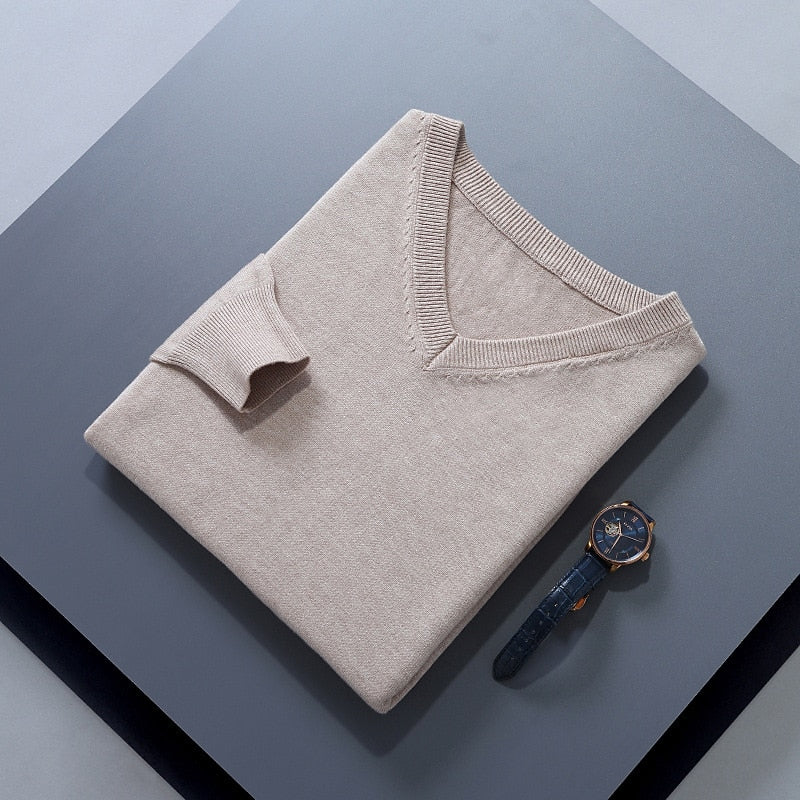 Camel soft Brushed V Neck Sweater for Men