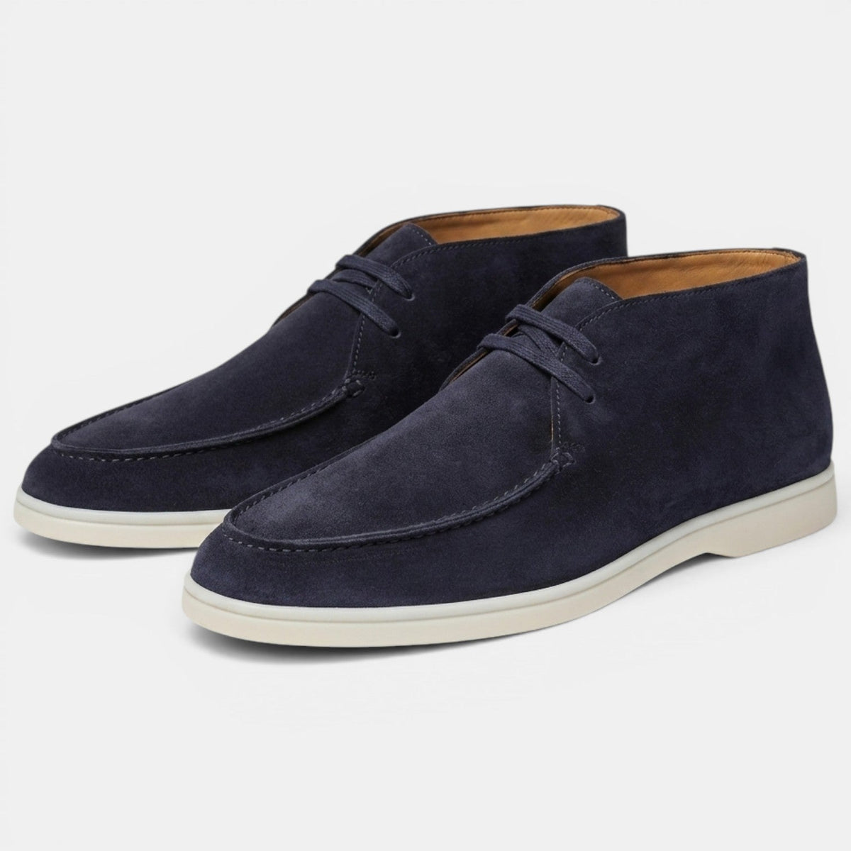 Suede Chukka Boots with Moc Toe and Lace Up