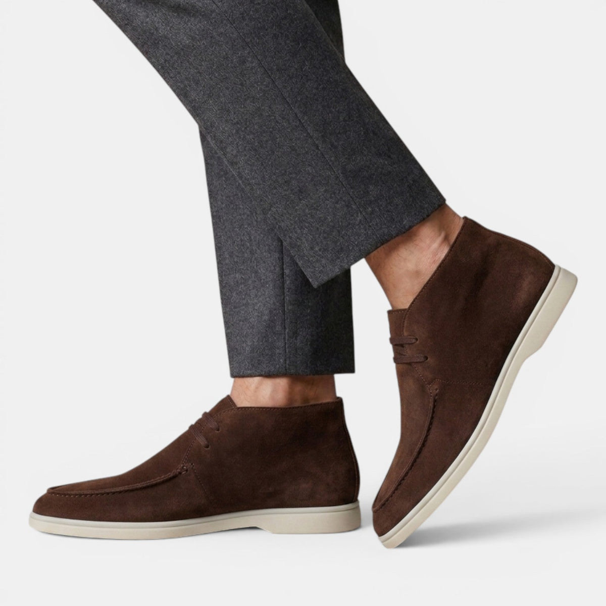 Suede Chukka Boots with Moc Toe and Lace Up