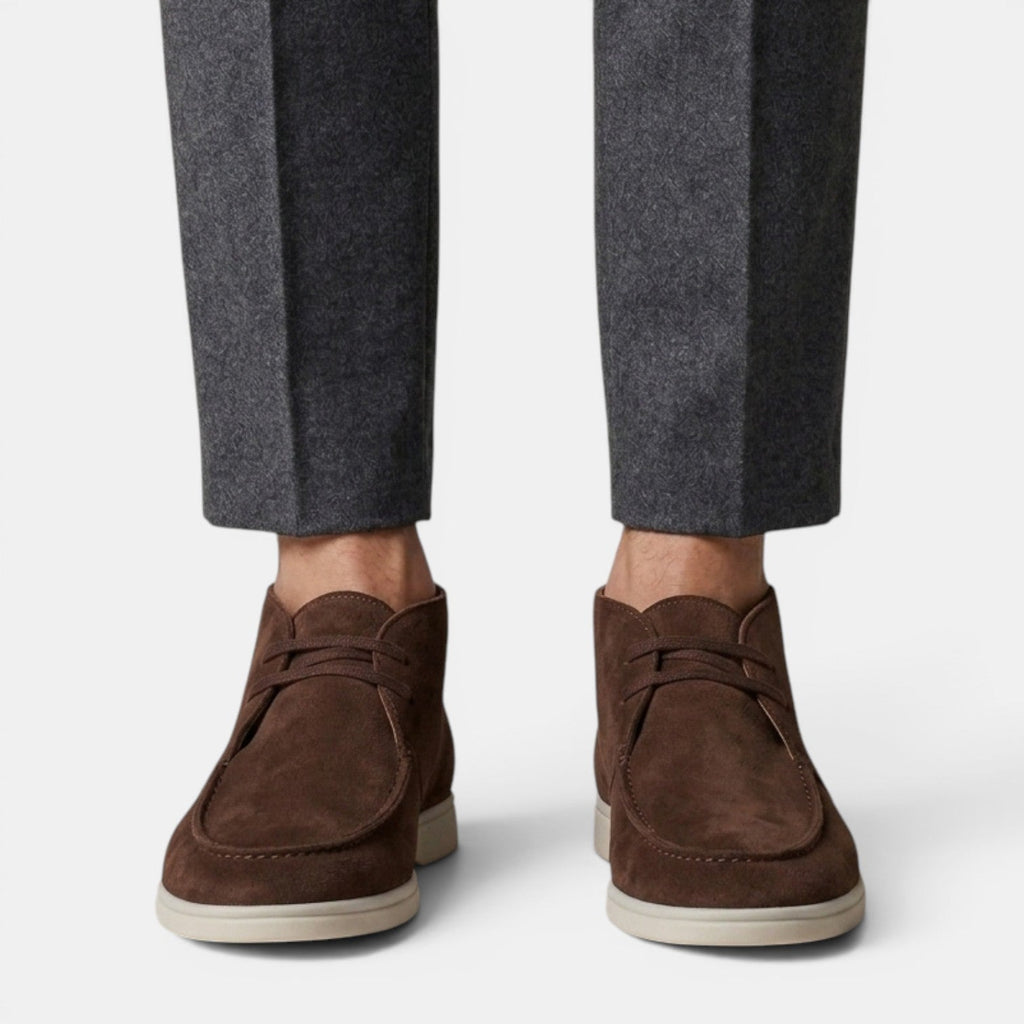 Suede Chukka Boots with Moc Toe and Lace Up