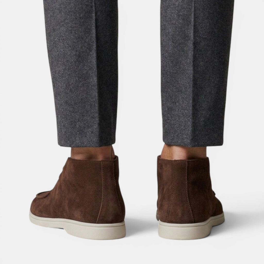 Suede Chukka Boots with Moc Toe and Lace Up