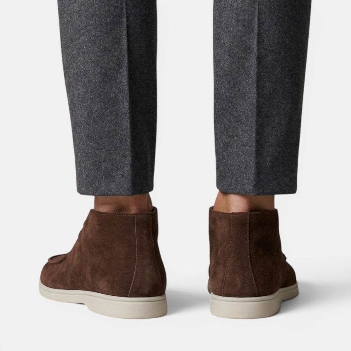 Suede Chukka Boots with Moc Toe and Lace Up