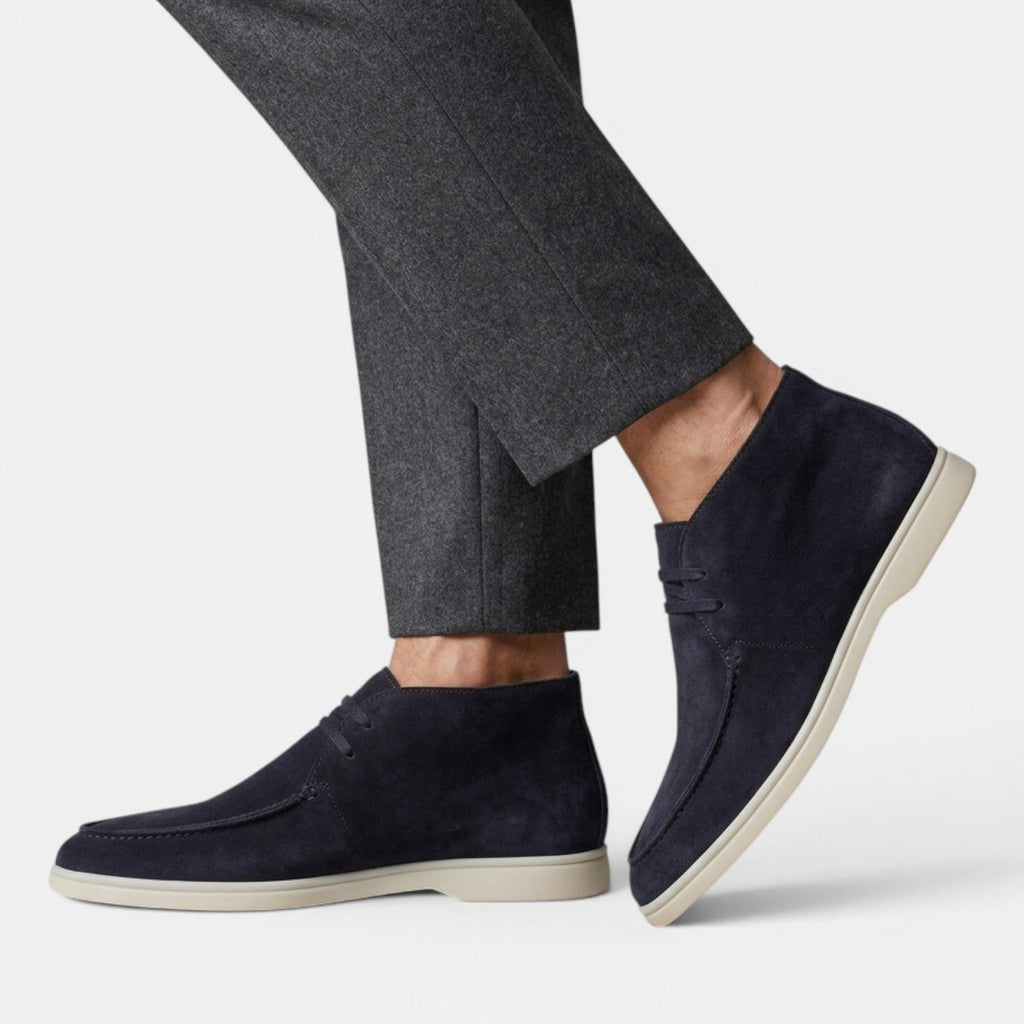 Suede Chukka Boots with Moc Toe and Lace Up