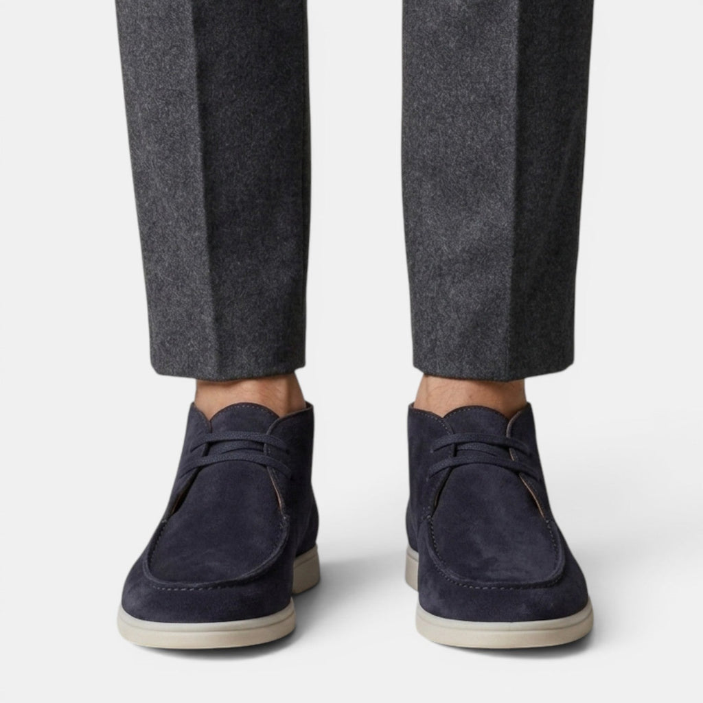 Suede Chukka Boots with Moc Toe and Lace Up