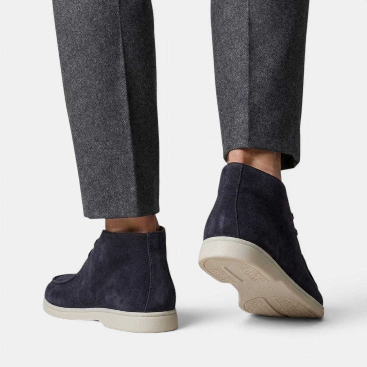 Suede Chukka Boots with Moc Toe and Lace Up