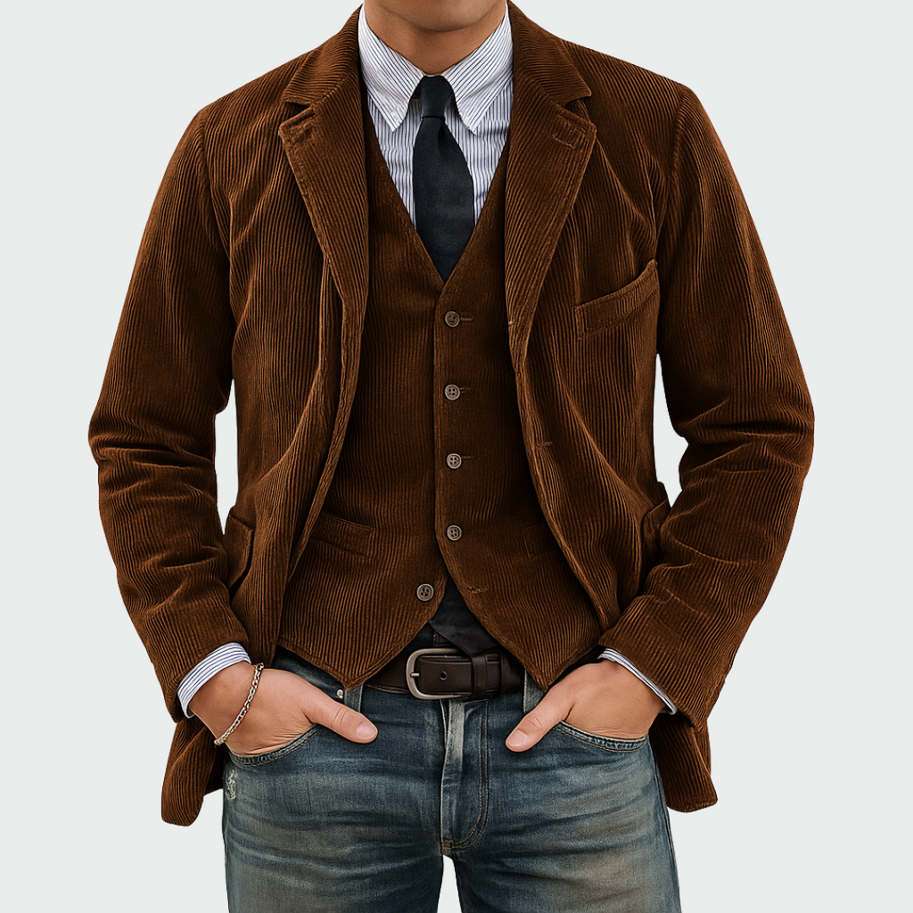 Brown Blazer and Vest Set for men