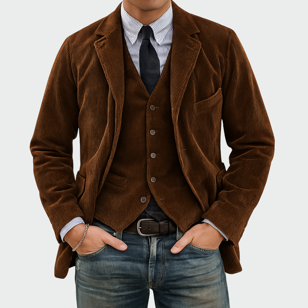 Brown Blazer and Vest Set for men