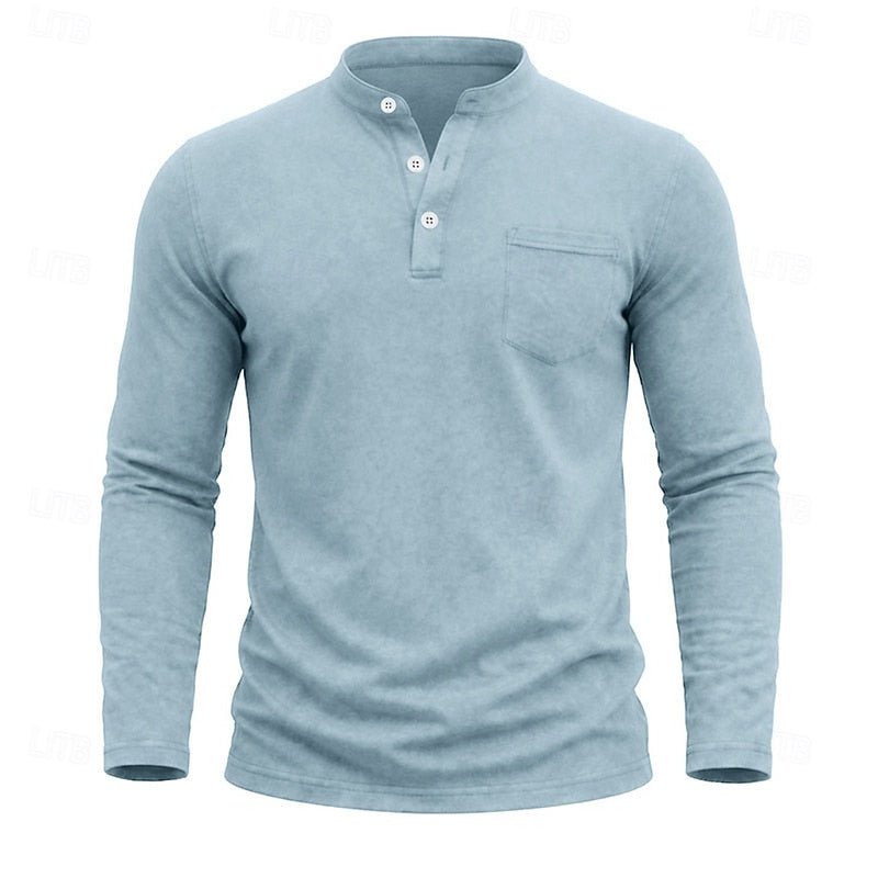 Chest Pocket Henley Shirt for Men, view 7