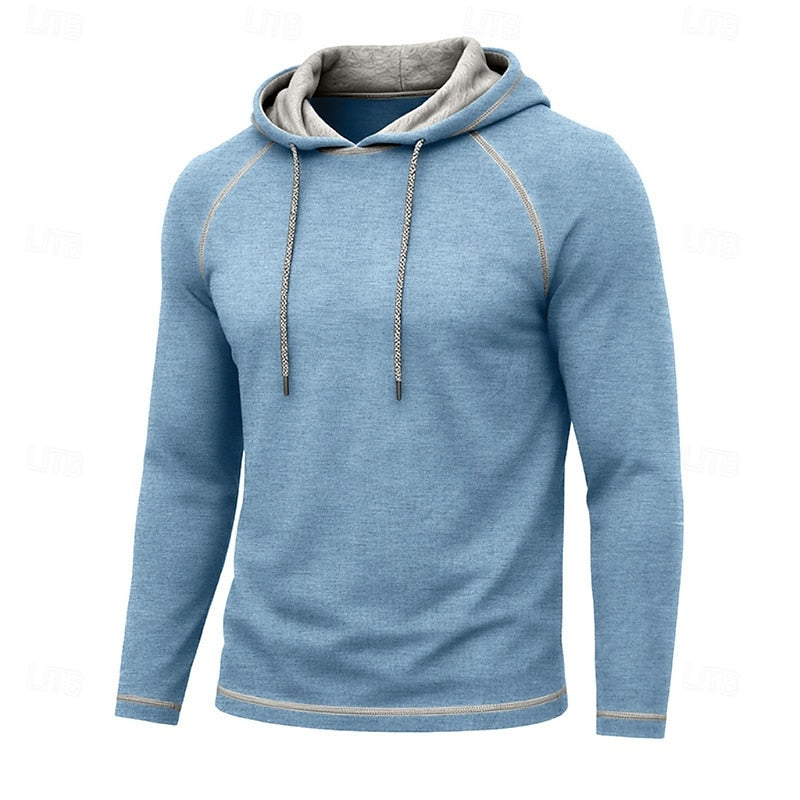 Mens pullover hoodie in Light Blue, front view