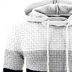 Mens color block hoodie in White, close-up of the textured hood