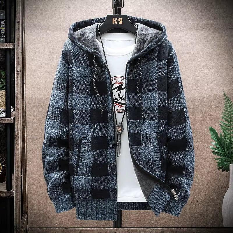 Plaid Knit Hoodie for men, detail 4